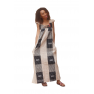robe traditionnelle senoufo bras mince avec deux poches, à railure "bleu-blanc" avec des broderies par endroit 100% coton
