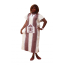 robe traditionnelle senoufo manche courte avec une poche devant, "blanc" avec des bandes marron et des broderies  100% coton