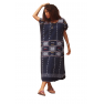 robe traditionnelle senoufo manche courte tricolore, "bleu-blanc" avec des broderies tout le long,100% coton