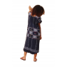 robe traditionnelle senoufo manche courte tricolore, "bleu-blanc" avec des broderies tout le long,100% coton