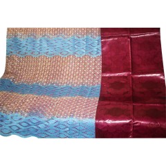 bazin riche de qualité supérieure.rouge -blanc 5métres