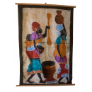 Tableau mural africain "maman balaye la cour"
