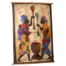 Tableau mural africain "maman balaye la cour"