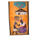 Tableau mural africain "maman balaye la cour"