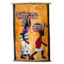 Tableau mural africain "maman balaye la cour"