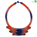 Collier artisanal "orange-bleu" avec des perles