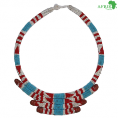 Collier artisanal "bleu-blanc-rouge" avec des perles