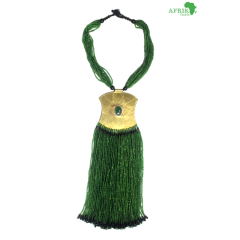 Collier artisanal "vert" dorée avec des perles