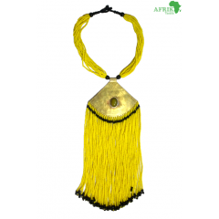 Collier artisanal "jaune" dorée avec des perles