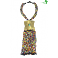 Collier artisanal "multi-colore" dorée avec des perles
