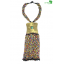 Collier artisanal "multi-colore" dorée avec des perles