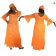 Boubou senegalais à motif et en dentelle manche 3/4 de couleur "orange"