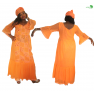Boubou senegalais à motif et en dentelle manche 3/4 de couleur "orange"