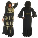 Boubou senegalais à motif et en dentelle manche 3/4 de couleur "noir-doré"