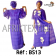 Boubou senegalais à motif et en dentelle avec des "design"de fleur manche 3/4 de couleur "violet"