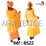 Boubou senegalais à motif et en dentelle manche 3/4 de couleur "rose"