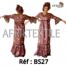 Boubou senegalais à motif et en dentelle manche 3/4 de couleur "rose"