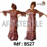 Boubou senegalais à motif et en dentelle manche 3/4 de couleur "rose"