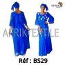Boubou senegalais à motif et en dentelle manche 3/4 de couleur "rose"
