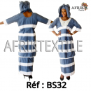 Boubou senegalais à motif et en dentelle manche 3/4 de couleur "rose"
