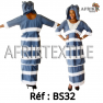 Boubou senegalais à motif et en dentelle manche 3/4 de couleur "rose"