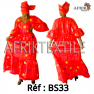 Boubou senegalais à motif et en dentelle manche 3/4 de couleur "rose"