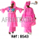 Boubou senegalais à motif et en dentelle manche 3/4 de couleur "rose"