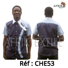 Chemise en tissu et pagne woodin blanc à motif rouge noir