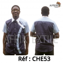 Chemise en tissu et pagne woodin blanc à motif rouge noir