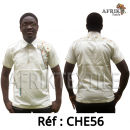 Chemise en tissu et pagne woodin blanc à motif rouge noir