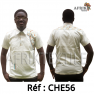 Chemise en tissu et pagne woodin blanc à motif rouge noir