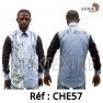 Chemise en tissu et pagne woodin blanc à motif rouge noir