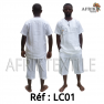 Chemise  tissu blanc avec pagne woodin manche courte,cou rond