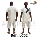 Chemise  tissu blanc avec pagne woodin manche courte,cou rond