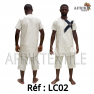 Chemise  tissu blanc avec pagne woodin manche courte,cou rond