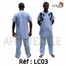 Chemise  tissu blanc avec pagne woodin manche courte,cou rond