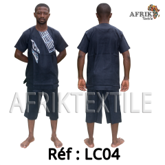 Chemise  tissu blanc avec pagne woodin manche courte,cou rond