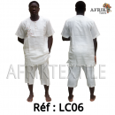 Chemise  tissu blanc avec pagne woodin manche courte,cou rond