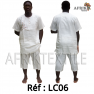 Chemise  tissu blanc avec pagne woodin manche courte,cou rond