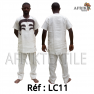 Chemise  tissu blanc avec pagne woodin manche courte,cou rond