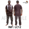 Chemise  tissu blanc avec pagne woodin manche courte,cou rond