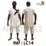 Chemise  tissu blanc avec pagne woodin manche courte,cou rond