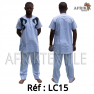 Chemise  tissu blanc avec pagne woodin manche courte,cou rond