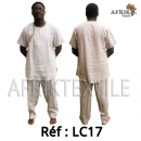 Chemise  tissu blanc avec pagne woodin manche courte,cou rond