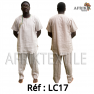 Chemise  tissu blanc avec pagne woodin manche courte,cou rond