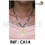 Collier artisanal "multi-colore" dorée avec des perles