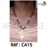 Collier artisanal "multi-colore" dorée avec des perles