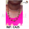 Collier artisanal "multi-colore" dorée avec des perles