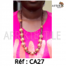 Collier artisanal "multi-colore" dorée avec des perles
