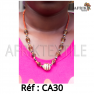 Collier artisanal "multi-colore" dorée avec des perles